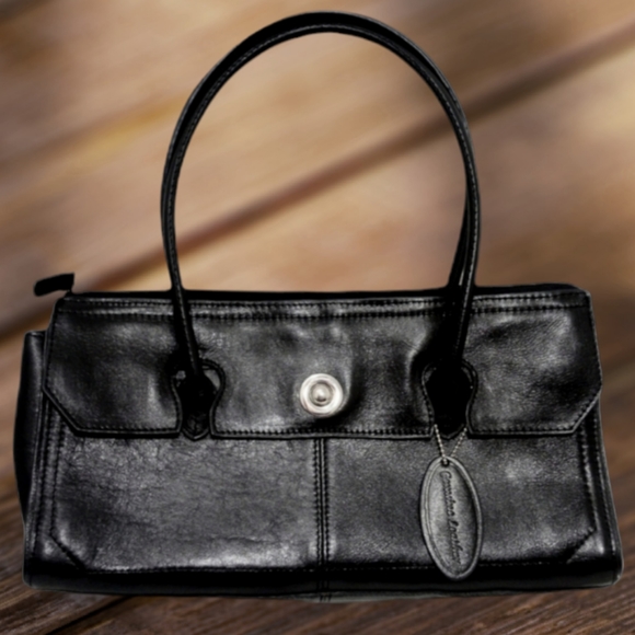 WILSONS GENUINE LEATHER BLACK PURSE SATCHEL WINTER HAND BAG - Picture 3 of 12